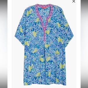 Lilly Pulitzer Leland Tunic Dress Cover-Up/ Zest For Life Print Size Large.
